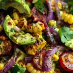 Charred Corn Avocado Salad with Roasted Red Onions