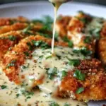 Parmesan Crusted Chicken with Creamy Garlic Sauce