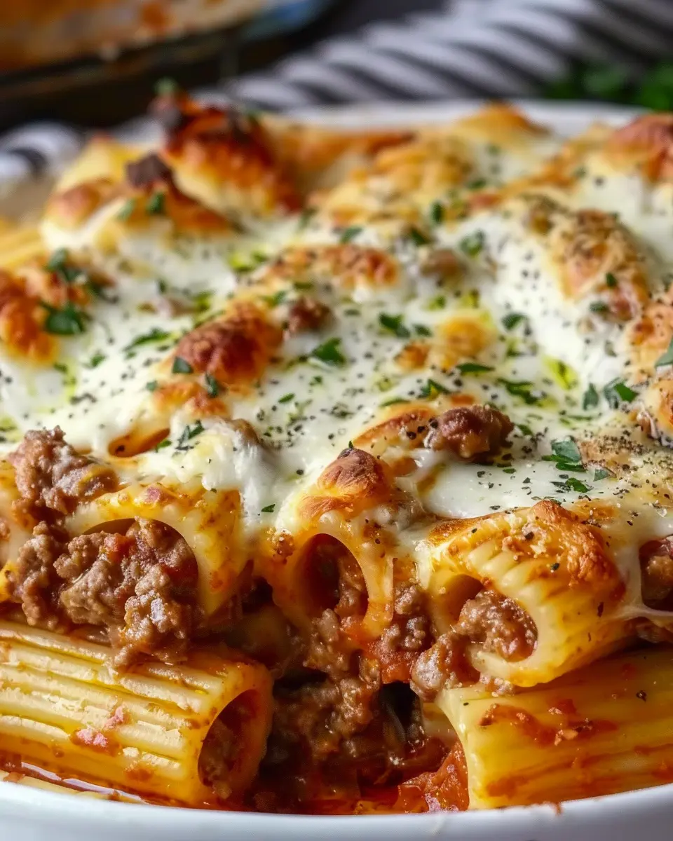 Baked Rigatoni Stuffed with Beef Ragu & Mozzarella: Your Easy Comfort Meal