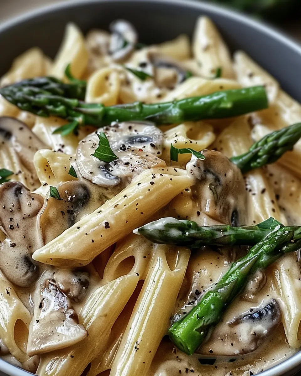 Creamy Mushroom Asparagus Chicken Penne for a Cozy Dinner