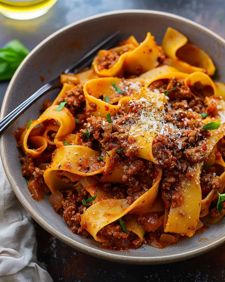 Authentic Pappardelle Bolognese: A Cozy Twist with Turkey Bacon