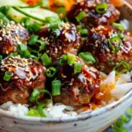 Korean BBQ Meatball Rice Bowls