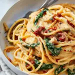 Spaghetti & Spinach with Sun-Dried Tomato Cream Sauce