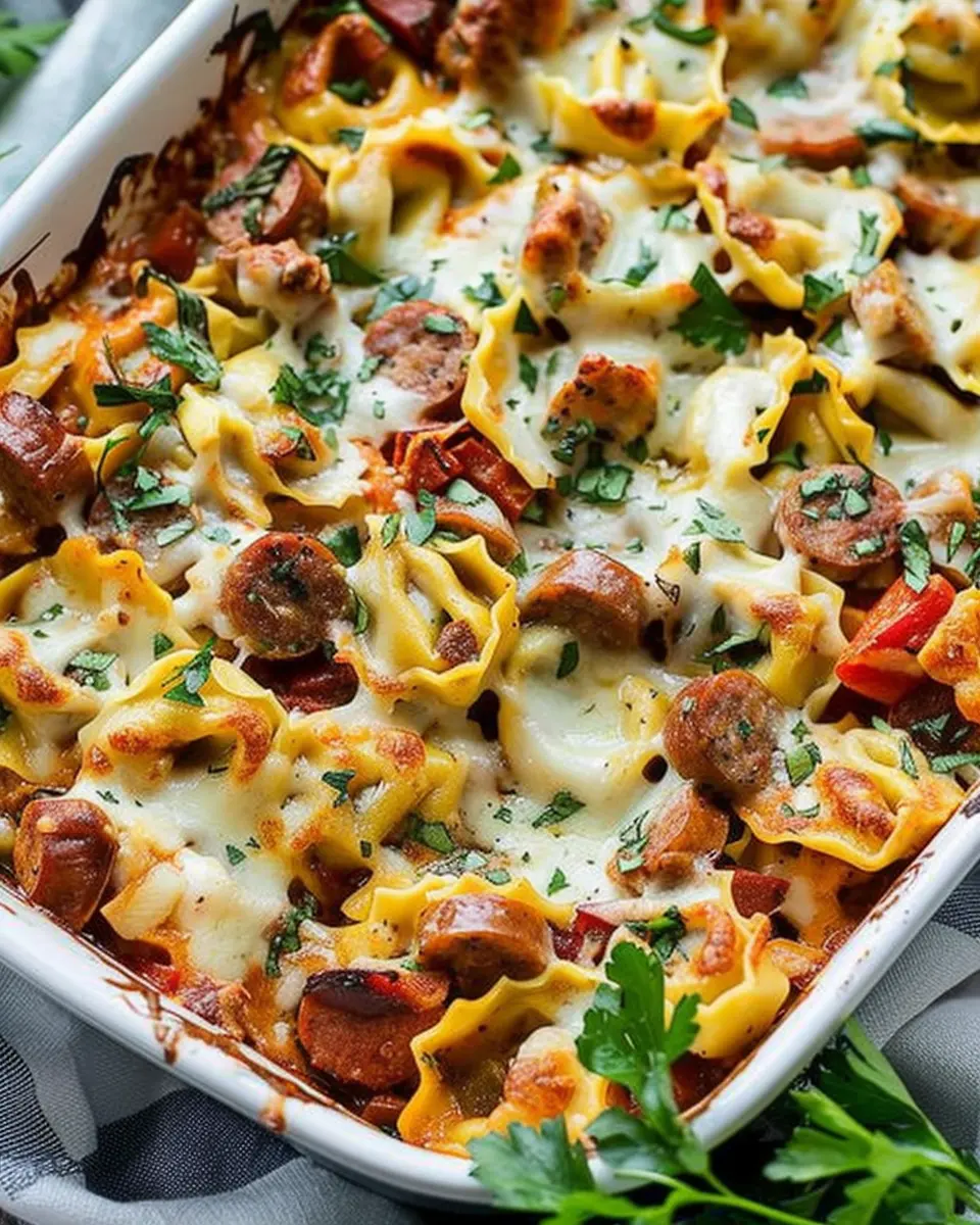 No-Boil Sausage Veggie Tortellini Bake: Easy Comfort Food Delight